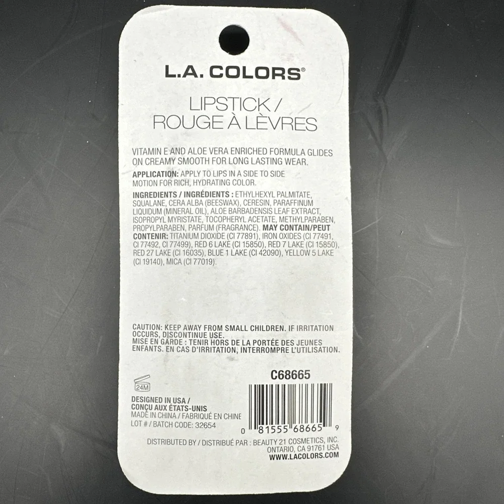 LA COLORS C68665 Dusty Rose CREAMY FINISH‎ HYDRATING VITAMIN E LIPSTICK Pack 2